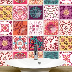 Walplus 3D Tile Stickers Moroccan Rose Mandala Mix Epoxy