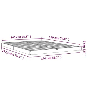 Berkfield Bed Frame without Mattress Black 140x190 cm Solid Wood Pine