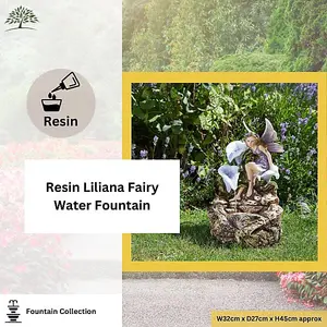 Magical Fairy Water Fountain - Solar Powered Liliana Fairy Colour Mythical Water Feature