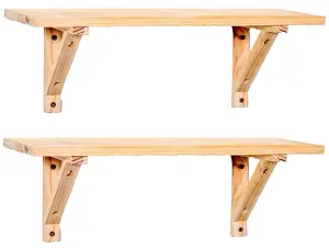 Pack of 2 x 585mm Decorative Pine Shelves (Shelf Kit)