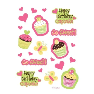 Creative Party Sweet Treats Happy Birthday Sticker Sheet (Pack of 4) Multicoloured (One Size)