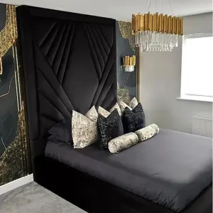 Solia Plush Velvet Black Bed Frame