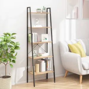 Berkfield 5-Tier Standing Shelf Light Brown and Black 56x35x174 cm