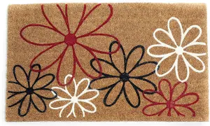 Coco&Coir Door Mats Natural Coir Eco-Friendly Indoor Outdoor Heavy Duty Entrance Door Mat 45 x 75 cm BLOOM THREE