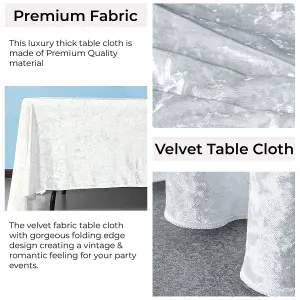 Diamond Velvet Square Tablecloth, White , 54 Inch x 54 Inch