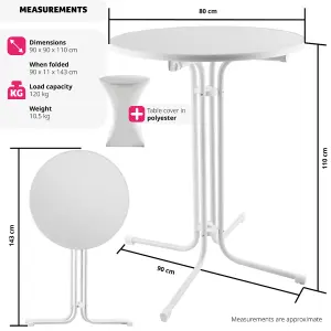 Folding bar table Eren with table cover - 90x110cm - white