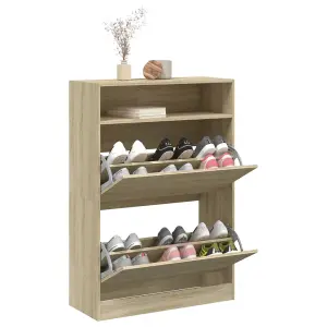 Berkfield Shoe Cabinet with 2 Flip-Drawers Sonoma Oak 80x34x116 cm