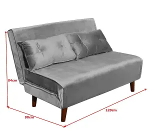 Double Sofa Bed Sleeper Foldable Portable Pillow Lounge Couch Grey Sofa BedLiving Room Furniture