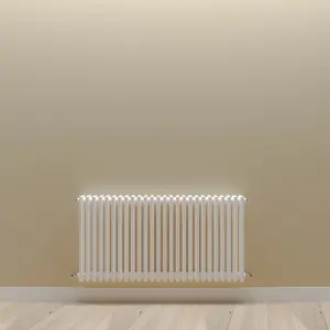 Horizontal White Triple Column Radiator (H) 600mm x (W) 1190mm, 7730 BTU.