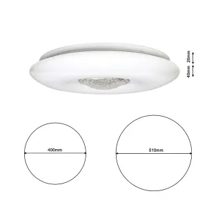 Milagro Vela White LED Ceiling Lamp 24W(120W) 42cm  Dimmable And Colour Temperature Adjustable Via Included Remote Control