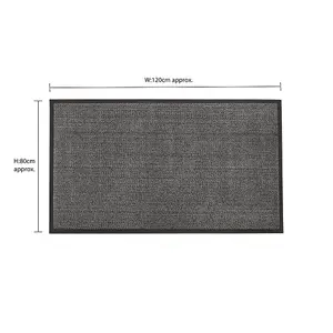 JVL Heavy Duty Barrier Anti-slip Door Mat, 80x120cm, Grey/Black