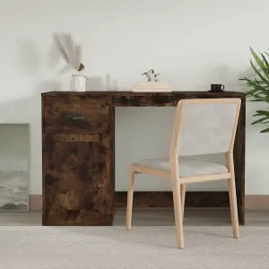 Berkfield Desk with Drawer Smoked Oak 115x50x75 cm Engineered Wood