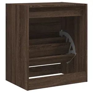 Berkfield Shoe Cabinet Brown Oak 60x42x69 cm Engineered Wood