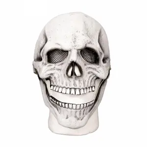 SHATCHI Latex SKULL Pumpkin Mask Creepy Halloween 3D Full Head Mask  White