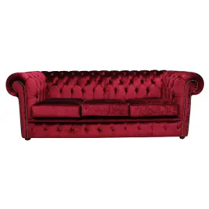 Chesterfield 3 Seater Boutique Wine Velvet Sofa Settee Bespoke In Classic Style