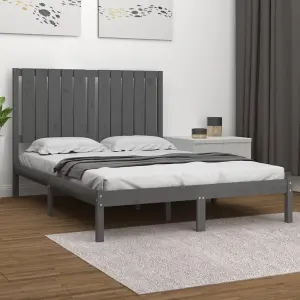 Berkfield Bed Frame Grey Solid Wood Pine 120x200 cm