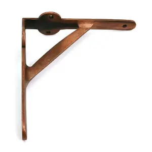 Oakcrafts - Pair of Antique Cast Iron Gallows Shelf Brackets in a Copper Finish - 210mm x 210mm