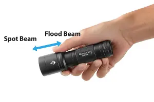 NightSearcher Zoom 500 Lumen, 4xAA Battery Powered Tactical Spot-to-Flood Torch