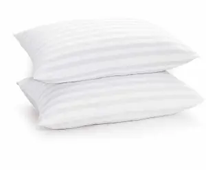 Medium Support Satin Stripe Pillow, Hypoallergenic, Comfy, Deep Fill Pillow Pair