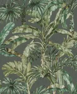 Rasch Florentine Tropical Palms Grey and Fresh Green Wallpaper