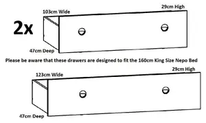 King Size Bed Frame Euro Storage Drawers Shelves Wood Slats Dark Oak Effect Nepo