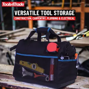 Tools4Trade 18" Tool Bag with Multi-Pockets & Hard Base - Blue