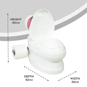 Kids Potty Training Toilet Seat with Flush Sound & Light Portable Easy Clean Removable Pot & Seat