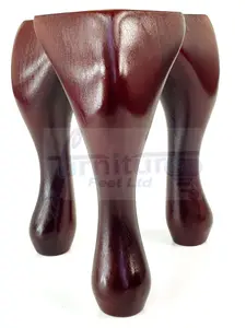 QUEEN ANNE WOODEN LEGS 250mm MAHOGANY HIGH SET OF 4 REPLACEMENT FURNITURE FEET   (Self Fixed)