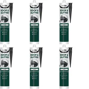 Bond It Roof-Mate, Roof and Gutter Sealant, Black, 310ml (Pack of 6)