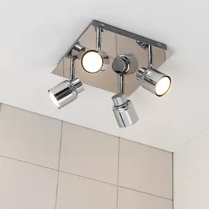 ValueLights Benton Silver Bathroom Ceiling Bar Spotlight and GU10 Spotlight LED 5W Cool White 6500K Bulbs