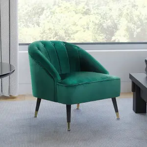 Velvet Emerald Green Kensington Slipper Bedroom Accent Chair