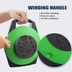 4 Sockets Cable Reel with Cable 3G1.25,15M,Over Heat Protection, Child Resistant Sockets