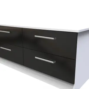 Harrow 4 Drawer Bed Box in Black Gloss & White (Ready Assembled)