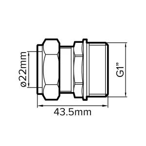 Plumbsure Compression Straight Coupler (Dia)22mm, (L)45.2mm