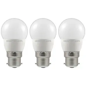 Crompton Lamps LED Golfball 4.9W B22 Cool White Opal (40W Eqv) (3 Pack)