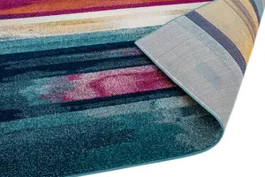 Stripe Multi Funky Modern Jute Backing Rug for Living Room Bedroom and Dining Room-200cm X 290cm