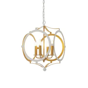 Luminosa Vicenza 4 Light Ceiling Pendant Matt White & Gold Paint