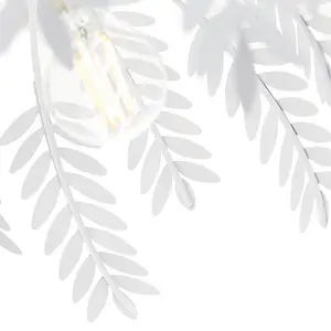 Traditional Fern Leaf Design Ceiling Pendant Light Shade in White Gloss Finish