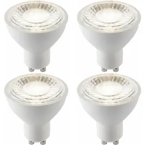 4 PACK White & Clear 7W GU10 SMD LED Light Bulb - Non-dimmable Cool White - 680lm 4000k