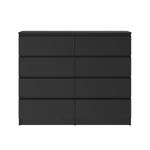 SunDaze Modern Chest of 8 Drawers Bedroom Furniture Storage Bedside Table Cabinet Black 120x30x99.6cm