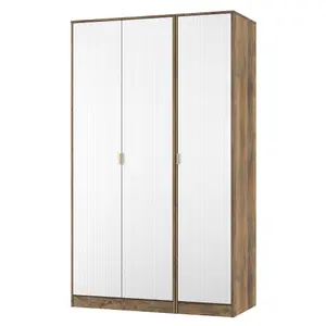 Nashville Ready assembled Contemporary White & oak Tall Triple Wardrobe (H)1960mm (W)1108mm (D)530mm