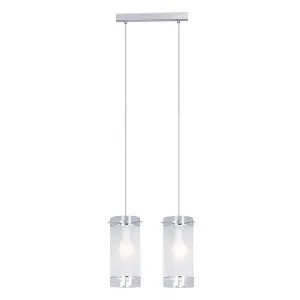 Luminosa Modern Hanging Pendant Chrome 2 Light  with Matt Shade, E27