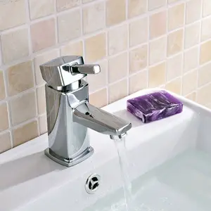 Nes Home Newport Square Basin Sink Mono Mixer Tap & Bath Filler Tap with Waste