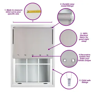 Furnished Made to Measure Blackout Roller Blinds with Square Eyelets - Aubergine Blue Roller Blind (W)180cm (L)210cm