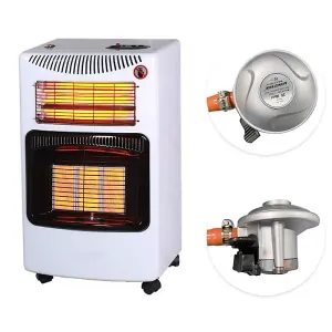 4.2kw White Indoor Mobile Freestanding Ceramic Infrared Heating Gas Heater with Wheels 3 Heat Setting