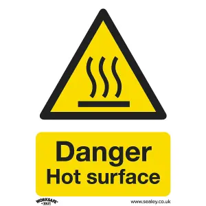 10-Pack DANGER HOT SURFACE Safety Signs - Rigid Plastic Warning 75x100mm