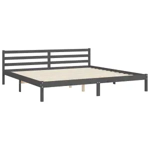 Berkfield Bed Frame with Headboard Grey 200x200 cm Solid Wood