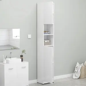 Berkfield Bathroom Cabinet High Gloss White 32x25.5x190 cm Engineered Wood