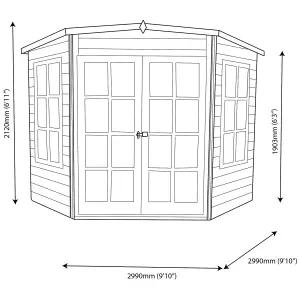 Shire Hampton 10x10 ft Pent Wooden Summer house - Assembly service included