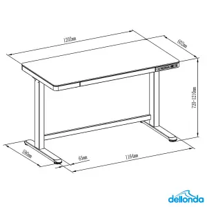 Ergonomic Electric Sit-Stand Desk with USB Ports and Storage Drawer - 1200 x 600mm Black and Oak Finish